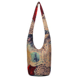 Women Shoulder Handbags Fashion canvas Hippie Crossbody Bags Bohemian Animal Prints Hobo Bags (Purple)