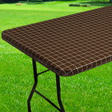 Spotjoy Rectangle Vinyl Table Cloth 30x72, Waterproof Elastic Fitted Tablecloth with Flannel Backing, Plastic Table Cover for Pi