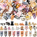 Giegxin 40 Pcs Cat Resin Charm Adorable Little Cat Miniature Figures Animal Flatback Cabochon Accessories Cute Embellishments Bu
