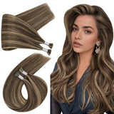 Ugeat Highlight Itip Human Hair Extensions Dark Brown I Tip Hair Extensions Human Hair Itip Extensions Caramel Blonde Long Lengt