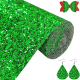 Greatdiy Sparkly Green Chunky Glitter Fabric Roll 12 x 52 Inch, Saint Patricks Day Christmas Faux Leather Material for Crafts, 