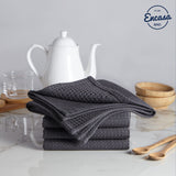 Encasa Homes Anti-Odour Waffle Kitchen Dish Towels, 28x18 (4 Pc Set) Highly Absorbent, Tea Towels for Cleaning & Quick Drying, C