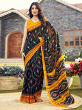 Satrani Women'S Cotton Printed Ready To Wear Saree With Unstitched Blouse Piece (3394S307N_Dark Blue)
