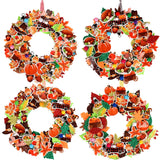 12 Sets Thanksgiving Wreath Decorations, Thanksgiving DIY Foam Wreath Signs Fall Craft Kit Turkey Maple Leaves Pumpkin Foam Stic