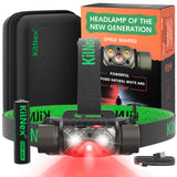 KILNEX Red Light Headlamp - 1100 Lumens White & Red LED | Rechargeable Headlamp, Case and Battery Included, USB Type C Charging 