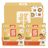 Hello Bello Diapers, Size 3 (14-24 lbs) Wild Cats, 100 Count Value Pack of Premium Disposable Baby Diapers, Hypoallergenic with 