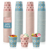 TV TOPVALUE 600 Pack 5oz Paper Cups, Bathroom Cups, Mini Mouthwash Cups, Colorful Disposable Cups, Hot Drinking Cup for Travel, 