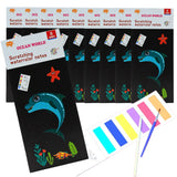Birthday Popper 2In1 OceanWorld Water Colour & Scratch Art Book Set Of 10 As Birthday Return Gifts For Kids | Scratch Art &