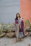 Gosriki Women'S Rayon Blend Straight Solid Kurta With Pant & Dupatta (Rozana Wine-Gs_Xl_Wine_X-Large),Wine,,B0DNBCHSYN