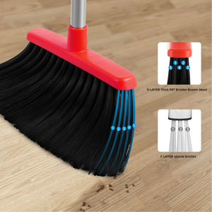 BSKLIN Broom and Dustpan Set, Broom Dustpan Combo Set Home Commercial Cleaning Supplies Angle Broom with Long Handle Perfect for