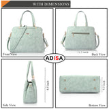 Adisa Two Tone Handbag 3 Compartments Shoulder Bag For Women And Girls With Sling Belt (Ad4084-Grn),Sea Green,,B0F6W1K3CK