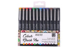 Brustro Colour Brush Pens Set Of 12 (Pigment Based, Hard Tip Brush Pen) Flexible Tip For Lettering And Drawing Techniques.