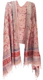 India Scarves Kalamkari Block Printed Hand Woven Stole With Tessels 75 X 180 Cm