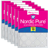 Nordic Pure 16x20x1M10MiniPleat-6 Mini Pleat MERV 10 AC Furnace Air Filters, 16-Inch x 20-Inch x 1-Inch, 6-Pack