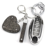 YIKECASE Key Fob Cover with Diamond Keychain, Car Key Holder Compatible with Nissan Altima Rogue Sentra Pathfinder Frontier Maxi