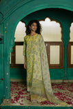 Gosriki Women'S Rayon Blend Straight Printed Kurta With Pant & Dupatta (Ribas Green-Gs_Xl_Green_X-Large),Green,,B0DGL18Y4D