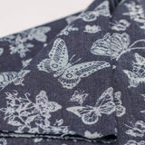 9.4 oz Unwashed Butterfly Jacquard Cotton Fabric, Deep Blue,180cm Width,Non-Stretch for Jeans,Jackets & DIY Sewing (3 Yard pre C