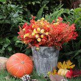 16 Bundles Artificial Fall Flowers for Outdoors, Fake UV Resistant Plants Faux Plastic Shrubs Fake Greenery for Garden Patio Dec
