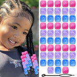 VENOFEN 48PCS Hair Beads Blue Pink Purple Dreadlock Bead for Hair Loc Jewelry Accessories Mixed Color Kids Girls Pony Bead Hair 