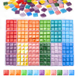 432 pcs Glass Mosaic Tiles, 12 Colors 10mm Mosaic Glass Pieces with Storage Box, Transparent Mosaic Tiles for Crafts Bulk, Mosai