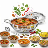 EURO style Stainless Steel 22CM Triply Kadai with Lid ISI Mark Certified Healthy Cooking with Less Oil, Gas & Induction Du