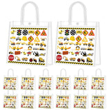 Supervitae 36 Pcs Construction Clear Favor Bags with Handle Reusable Plastic PVC Gift Bag Trucks Goodies Treats Wrap Totes for B