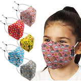 Priviu Face Masks For Boys And Girls 3 To 6 Years, Washable Reusable, 3D Comfortable Face Mask, 4 Layer With Pure Cotton Inner C