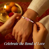 Shalinindia Premium Designer Red Kundan Stone Rakhi For Brother Rakhi Thread, Rakhi Bracelet, Traditional Raksha Bandhan Gift F,Nylon,Multicolor