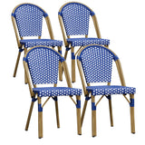 PURPLE LEAF Outdoor Dining Chair Set of 4 Aluminum Wicker Chairs for Kitchen Backyard Porch Bamboo Print Finish Patio Chairs Dee