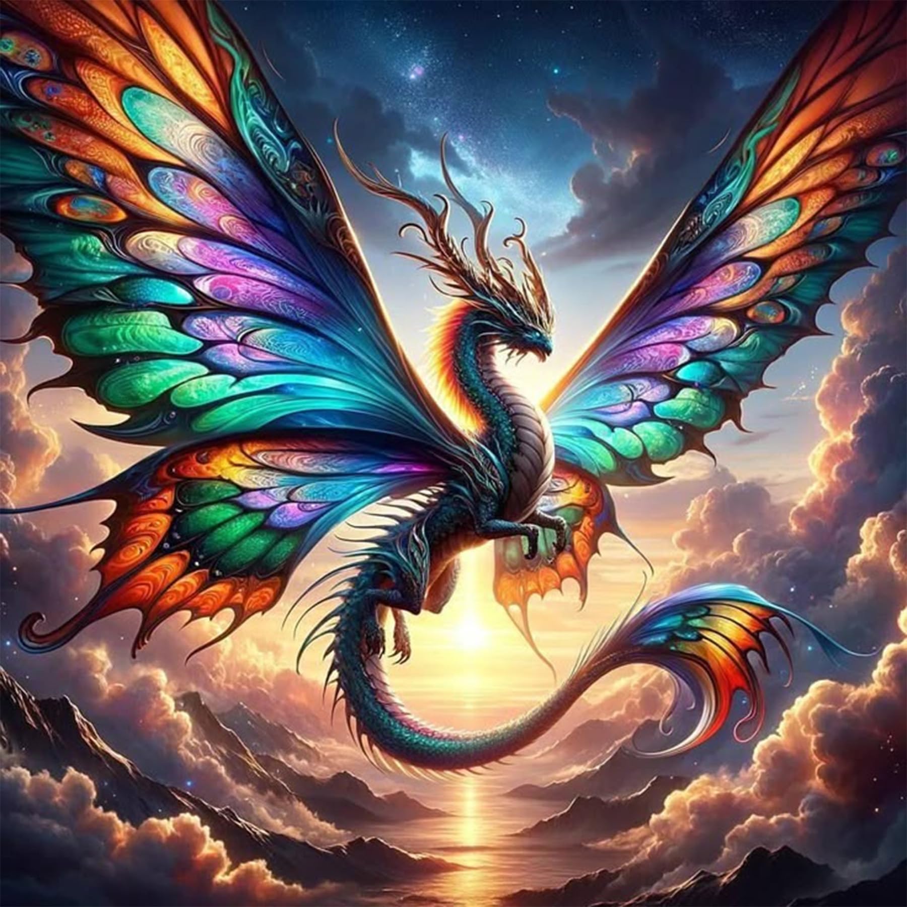 Ekuxom Dragon Diamond Art Kits for Adults, 5D Diamond Painting Kits for Beginners, DIY Round Full Drill Diamond Gem Art Kits for