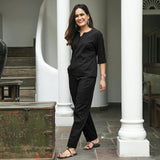 Gosriki Women'S Cotton Blend Solid Ethnic Co-Ord Set (Madarija Black-Nw-Gs_L_Black_Large),Black,,B0D73VB19W