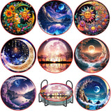 Apcufir 8 Pcs Halloween Diamond Painting Coasters Kits with Holder,DIY Cute Diamond Art Coaster Kits for Adults & Kids,Paint wit