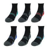 Fruit of the Loom Boys 6Pair Half Cushion Ankle Socks (Large (Shoe 39), Black 1)
