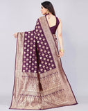 Sugathari Womens Banarasi Saree Pure Kanjivaram Silk Saree Soft New Ladies 2023 Design Wear Pattu Sarees Latest Cotton Party Sari Collections With Blouse Piece For Wedding Sadi (Pari 161 Purple)