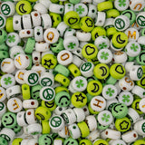 495pcs John Bead 7mm Assorted Green Round Acrylic Alphabet Beads for DIY Craft Jewelry Bracelet Necklace Making