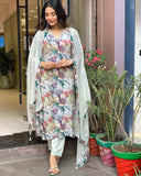 Gosriki Women'S Cotton Blend Straight Printed Kurta With Pant & Dupatta (Habibi Grey-Gs_S_Grey_Small),Grey,,B0CSG4CWZS