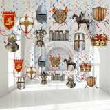22 Pcs Medieval Knight Birthday Decorations Hanging Swirls Knight Crown Stone Wall Medieval Party Decorations Spiral Renaissance