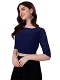 Pujia Mills Blouse For Women Blouse Readymade Stylish Design Blouses For Women Readymade Blouse For Women Stylish Fancy Blouse Stitched Blouse For Women Saree Blouse Navy Blue Blouse Readymade Navy Blue 34