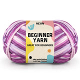120g Purple Yarn for Crocheting and Knitting; Rainbow Yarn for Beginners with Easy-to-See Stitches;Worsted-Weight Medium #4 for 