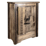 Montana Woodworks Homestead Collection Accent Cabinet With Laser Engraved Elk Design, Left Hinged, Stain & Clear, Stained & Clea
