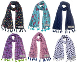 Fusfus WomenS Printed Chiffon Scarves And Stoles, Free Size(Multicolour, Fs1081) Pack Of 6 (Multicolor1)