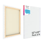 Eduway 12X12 Inches Pre Stretched Medium Grain 7Oz Primed Cotton Painting Canvas With Wooden Frame For Beginners & Artist | Suit
