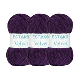 Estako Velvet (3- Skeins Pack) Chenille Blanket amigurumi Yarn for Crocheting and Knitting Super Bulky 3x100 gr (3x132 yds) (164