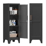 Bestoo Metal Cabinet, 46 H Metal Storage Locker with Locking Door and 2 Adjustable Shelves, Small Locker Cabinets for Office Ga