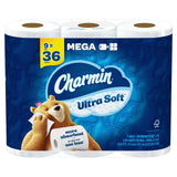 Charmin Ultra Soft Toilet Paper, 9 Mega Rolls = 36 Regular Rolls
