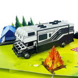 PQDGlobal 3D Camping Popup Card - Handmade Outdoor Paper Art for Birthday, Anniversary, Christmas, Fathers Day - Greeting Card G