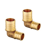(Pack of 2) EFIELD 3/4 Pex x 1/2 Pex Reducing Elbow Brass Barb Crimp Fittings, ASTM 1807,(PEX1807323)