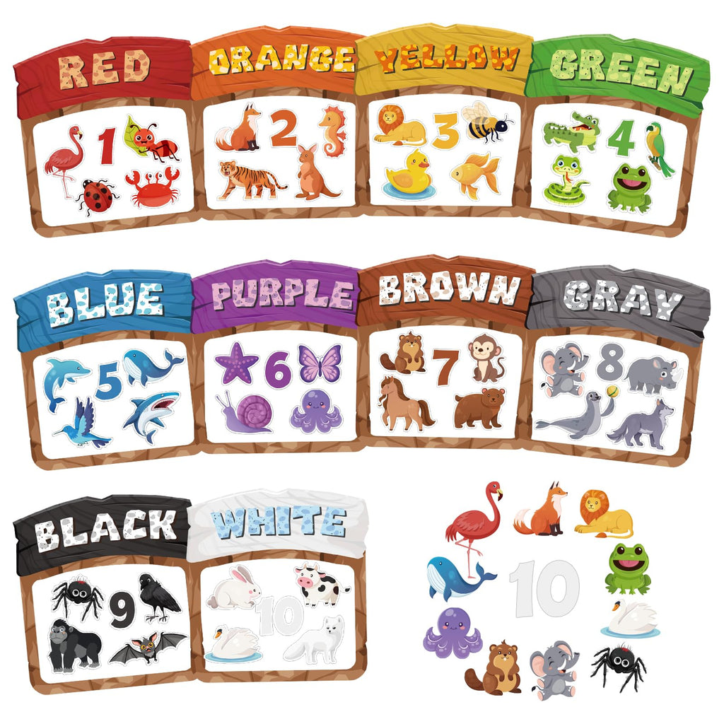 10Pcs Magnetic Color Sorting Set 60 Fridge Magnets for Kids, Cute Anim ...