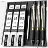 Four Candies Metal Mechanical Pencil Set - 3PCS 0.5mm Art Mechanical Pencils & 360PCS HB Lead Refills & 3PCS Erasers & 9PCS Eras