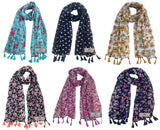 Fusfus WomenS Printed Chiffon Scarves And Stoles, Free Size(Multicolour, Fs1279) Pack Of 6 (Multicolor1)